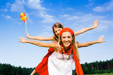 Mother and Daughter On Vacation
